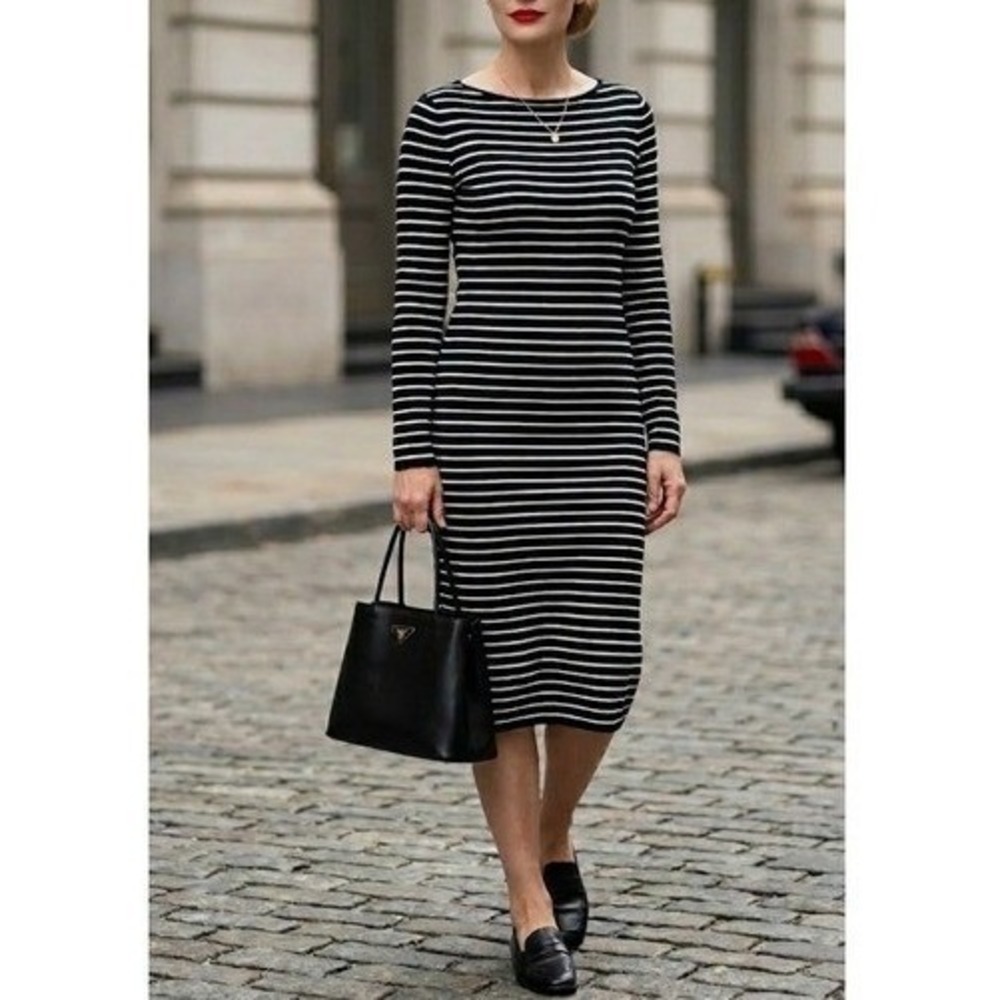 Bebonnie medium blue and white long sleeved dress